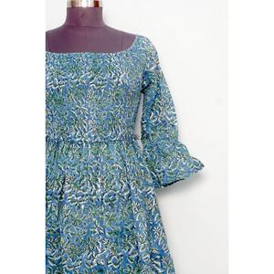 Robe longue d'été pour femme 100 % coton à imprimé floral, écologique, élégante pour les fêtes, décontractée pour le quotidien, avec boutons décoratifs, naturelle - Product Image 3