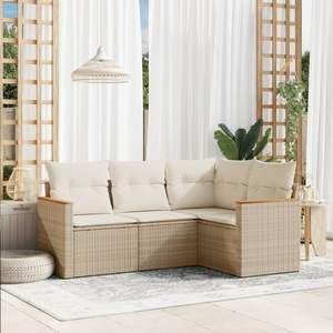 Set Divano da Giardino in Polyrattan Beige con Struttura in Acciaio Verniciato a Polvere, Mobili da Esterno Durevoli in Poliestere - Product Image 1