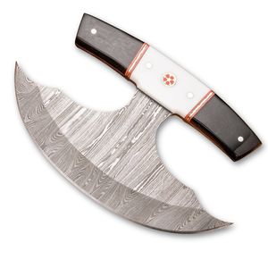 Cuchillo Ulu de Damasco Forjado a Mano Personalizable DIY con Mango de Cuerno y Hueso OEM/ODM 6 pulgadas Multiusos para Cocina y Bolsillo EDC - Product Image 1