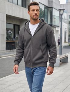 Customize Hoodie Hot Selling Zipper Blank Hoodies Hysaf Apparels Co Grey 100% Cotton <b>Fleece</b> Ykk Zipper Boxy Zipup Hoodies - Product Image 5