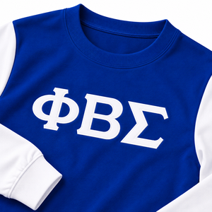 Camisa de Manga Larga con Contraste Phi Beta Sigma, Diseño con Letras Griegas en el Pecho, Cuello Redondo y Puños Acanalados para Miembros de la Fraternidad - Product Image 6