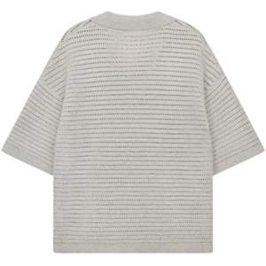 Polo Homme Gris Clair Tricoté Oversize à Manches Courtes, Maille Texturée, Décontracté, Haut d'Été Ample, Pull Polo OEM - Product Image 2