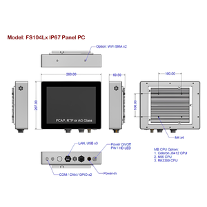 10.4" Fully IP67 Waterproof Industrial Marine Panel PC Touch Screen (PCAP/Resistive) Option: Internal UPS - Product Image 4