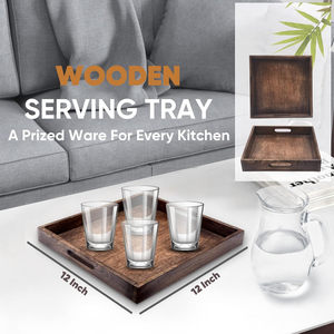 Indian Supplier Handcrafted Eco-Friendly Wooden <b>Tray</b> for Serving <b>Snacks</b> Drinks & Decor Display Worldwide Supply Serving <b>Tray</b> - Product Image 3