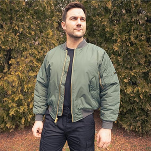 Men's Winter Bomber <b>Jacket</b> Solid Color Nylon Shell Polyester Lining Zipper Closure Windproof Casual Style <b>Thick</b> <b>Fleece</b> Wadding - Product Image 6