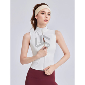 Chaleco Deportivo Vintage Ajustado, Absorbente de Sudor, de Secado Rápido, con Cuello de Lazo, Sin Mangas, con Cierre, para Mujer, Chaleco de Fitness Ajustado con Cuello Redondo - Product Image 5