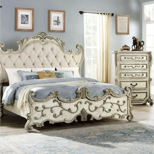 Juego de Muebles de Dormitorio de Estilo Europeo Clásico de Lujo, Cama de Madera Maciza Personalizada, Estilo Real, Tallada a Mano - Product Image 3