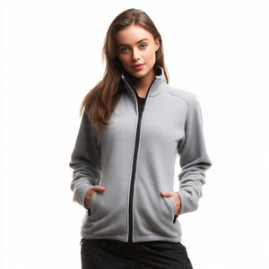 Chaqueta polar con bolsillo en el pecho para mujer, chaqueta polar con cuello alto, chaqueta polar gruesa para mujer, ropa de calle para mujer - Product Image 6