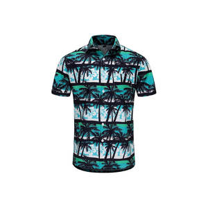 Chemise de plage boutonnée décontractée à manches courtes pour hommes séchage rapide polyester satiné avec impression par sublimation logo personnalisé pour l'été - Product Image 3