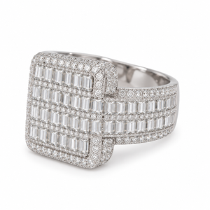 Anillo de cóctel de lujo con moissanita, corte baguette, engaste de canal, plata 925, joyería de compromiso para mujer - Product Image 4