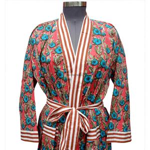Camisón de una Pieza para Mujer, Casual, Verano, Estampado Floral, Cuello en V, Cierre con Cinturón, Largo, Transpirable, Ligero, de Algodón - Product Image 3