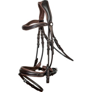 Sports Style Leather English Bridle With Protective <b>Rubber</b>-rein <b>Boots</b> And Polished Metal Accents - Product Image 1