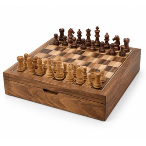 Handcrafted Mango <b>Wood</b> <b>Chess</b> <b>Set</b> with Storage Box - Wholesale from India - Product Image 1