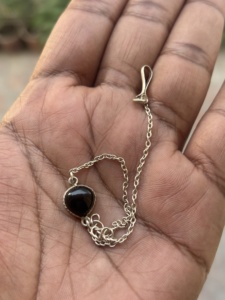 Handmade 925 Sterling <b>Silver</b> Bezel Setting Bracelet Solid Onyx Gemstone Natural Black Pear Cabochon Link <b>Chain</b> for Gifts - Product Image 3