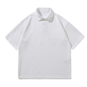 Men's Short Sleeve Solid Color Polo Shirt Casual Regular Fit Black Button Design Woven Fabric - Product Image 3