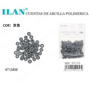 Perline a disco in argilla polimerica 6x1 mm grigie per la creazione di gioielli - Product Image 3