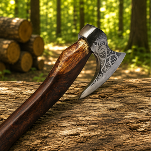 Hacha Vikinga de Acero al Carbono de Alta Calidad con Mango de Madera Forjado a Mano para Campismo al Aire Libre con Envío Gratuito - Product Image 5