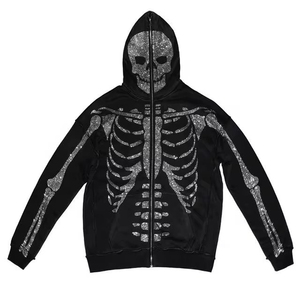 Black dragon <b>hoodie</b> men Rhinestone <b>gothic</b> sweatshirt Oversized zipper <b>hoodie</b> Winter wear with dragon - Product Image 1