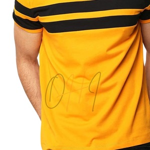 Camiseta Extra Grande para Hombre, Cuello Redondo, Color Amarillo Mostaza, Tie-Dye, Transpirable, con Rayas Horizontales Negras en el Pecho, 100% Algodón - Product Image 4