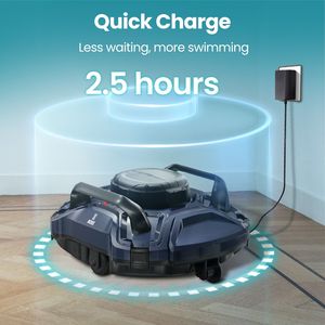 Robot Pulitore Piscina Senza Fili a Doppio Motore con Indicatore LED, Funzione di Auto-Parcheggio, Aspiratore per Piscina con Cesto Skimmer e Raccogli Foglie - Product Image 5