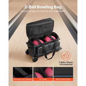 Borsa per 2 Palle da Bowling con Ruote e Scomparto Separato per Scarpe fino alla Taglia US 16 - Product Image 2