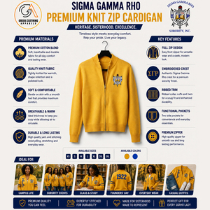 Sigma Gamma Rho | Women's Yellow Breathable 12 GG 100% Cotton Embroidered V-neck Full Sleeve <b>Covered</b> <b>Button</b> Casual Winter Wear - Product Image 5