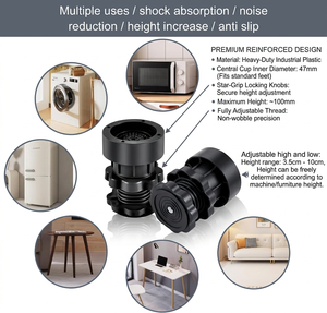 Base de machine à laver réglable en plastique, avec patins réglables, support fixe à roulettes, surélevée, antidérapante et antichoc - Product Image 2