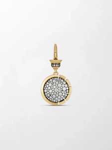 14k <b>Gold</b> Round Lab Grown Diamond <b>Pendant</b> Pave Blackened Bezel Set Minimalist Removable Charm Everyday Wear 10k 18k Real <b>Gold</b> - Product Image 1