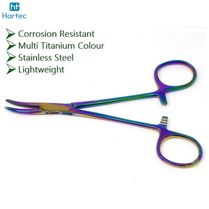 คีมหนีบเลือด Hemostat 5 ยาว ปลายโค้งหยักเต็มด้าม ผลิตจากสแตนเลสสตีล สีมัลติไทเทเนียม พร้อมตัวล็อค คีมคีลลี่ - Product Image 6