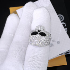 Mens 925 Silver Alien <b>Skull</b> Moissanite <b>Ring</b> Iced Gothic Statement Jewelry Lightweight Luxury Urban Fashion Gift - Product Image 4