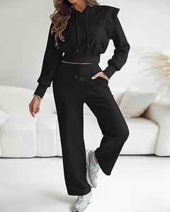Conjunto Deportivo de Sudadera con Capucha y Pantalones Jogger para Mujer, Tejido de Punto, Secado Rápido, Transpirable, Dos Piezas, con Logotipo Personalizado - Product Image 3