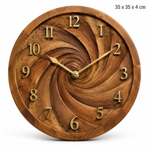 Horloge murale rectangulaire à illusion d'optique de conception traditionnelle en bois, fabriquée à la main |   Décoration d'intérieur en gros - Product Image 1