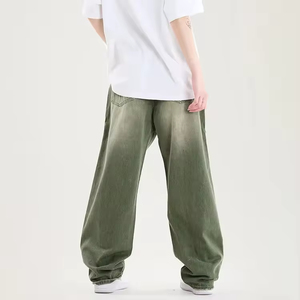 Jeans amples vintage délavés pour hommes, coupe décontractée, pantalon en denim à jambe large, style streetwear hip-hop, OEM personnalisé, vente en gros - Product Image 5