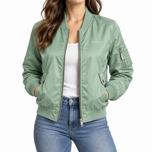 Chaqueta Bomber de Mujer con Cierre, Diseño Moderno y Acolchado, con Perlas, Transpirable, Estilo Urbano, con Remaches, de Algodón de Alta Calidad Premium - Product Image 1