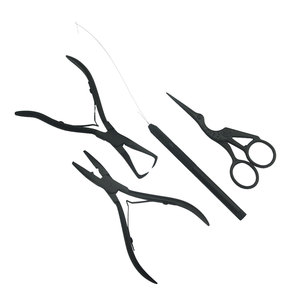 Kit professionnel de pose d'extensions capillaires noires pour salon : Anneaux de couleur en acier inoxydable, Perles, Ouvre-fermeur, Pince, Aiguille à boucle, Crochet - Product Image 3