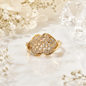 Premium 14K <b>Gold</b> Heart Face <b>Ring</b> with Diamond Look Stones Stylish Bridal Jewelry for Women Supplier - Product Image 2