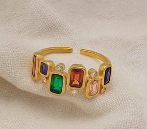 Bague en argent sterling 925 avec pierres précieuses multicolores - Product Image 1
