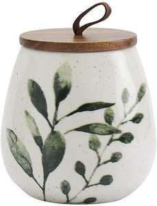 Ceramic Food <b>Storage</b> Containers With Wooden Lids Airtight Minimalist Design Kitchen Use Handcrafted Cylinder Shape - Product Image 6