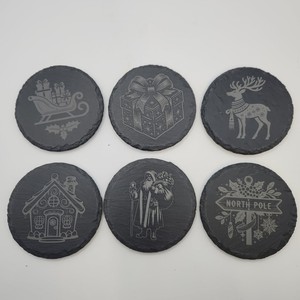 Ensemble de sous-verres en bois d'acajou faits à la main, vente en gros |   Design en relief |   En vrac - Product Image 2