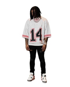 Camiseta de fútbol americano de malla con cuello en V personalizado o Jersey corto sobredimensionado con logotipo personalizado sublimado para hombre y mujer - Product Image 2