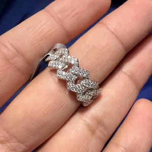 Anillo de eslabones cubanos con diamantes de moissanita, chapado en rodio sobre plata de ley 925, joyería hip hop para hombre, anillo de pinky, regalos de boda - Product Image 6