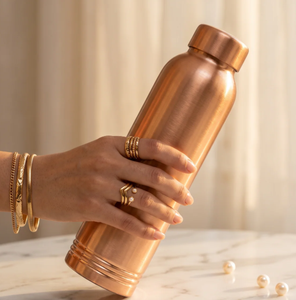 Handcrafted <b>Smooth</b> <b>Brushed</b> Rose Gold Pure Copper Water Bottle Copper Drinkware For Home Travel And Party Use - Product Image 1