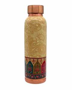 Bouteille d'eau en cuivre indien de qualité supérieure avec couvercle hermétique, bouteille écologique pour la maison et le bureau - Product Image 4