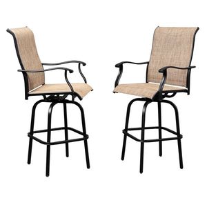 2pcs Black Wrought Iron Swivel Bar Stools Without Table for Patio Furniture - Product Image 1