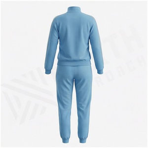 <b>Women</b> Light Blue Tracksuit Set Full <b>Zip</b> Stand Collar Sweatshirt Jogger Pants Breathable Sporty Style Solid Color Midweight - Product Image 2