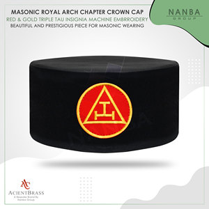 Gorra de la Fraternidad Royal Arch Premium con Rayas, Negra con Insignia Roja y Dorada, para Uso en Fiestas al Aire Libre - Product Image 2