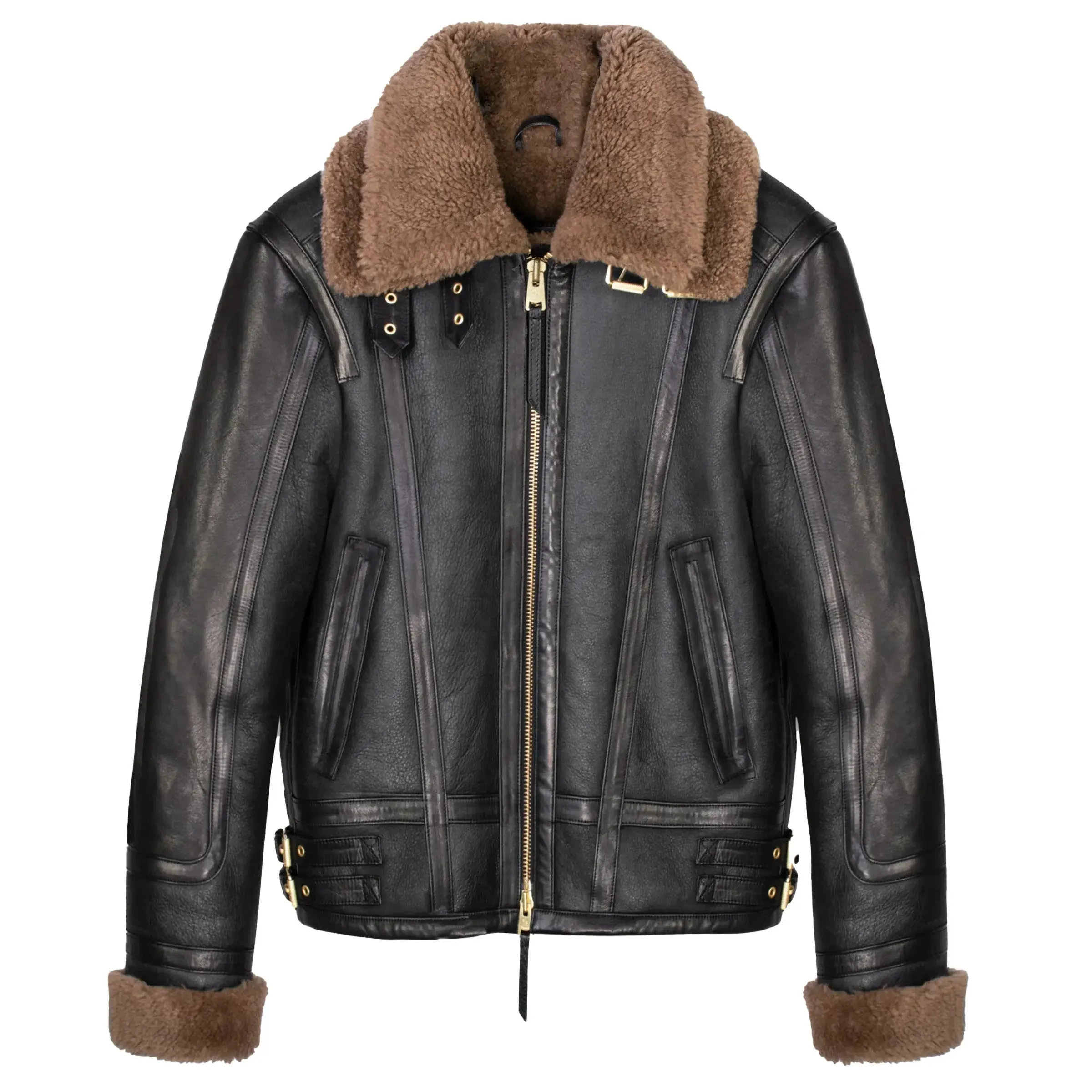 高品質ファッションアウターレザージャケット最新デザインファーカラー本革ジャケット冬カスタムレザージャケット
