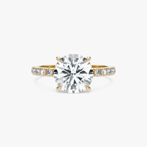 แหวนเพชรทรงกลม 2 กะรัต เพชรเลี้ยงในห้องปฏิบัติการ ทอง 14K แหวนหมั้น แหวนแต่งงาน แบบฝังเพชรรอบวง แหวนเพชรเม็ดเดี่ยว รับสั่งทำและขายส่ง - Product Image 1
