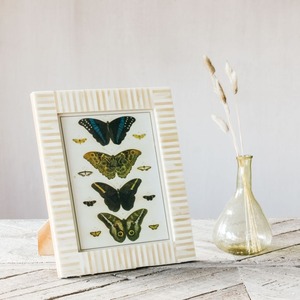 Handmade Recycled Buffalo Bone Inlay Modern <b>Square</b> Vertical Tabletop Photo <b>Frame</b> - Product Image 6