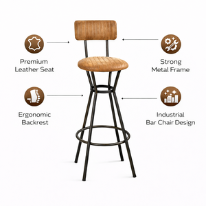 Modern Bar Chair with Metal Frame Ergonomic Design Soft Padded <b>Cushion</b> for Breakfast Bar Kitchen Counter & Commercial Use - Product Image 2